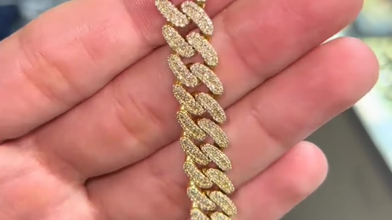 Ladies Solid Gold & Natural Diamond Cuban Link Bracelets