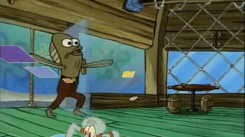 Squidward Is Playing With Tiles While Someone Walks Into The Krusty Krab 🍔