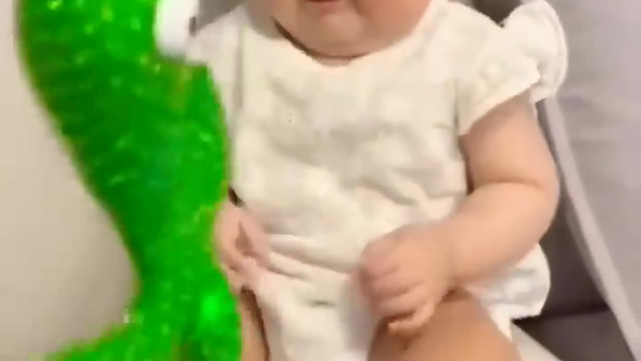 Cute baby playing with talking cactus 😂