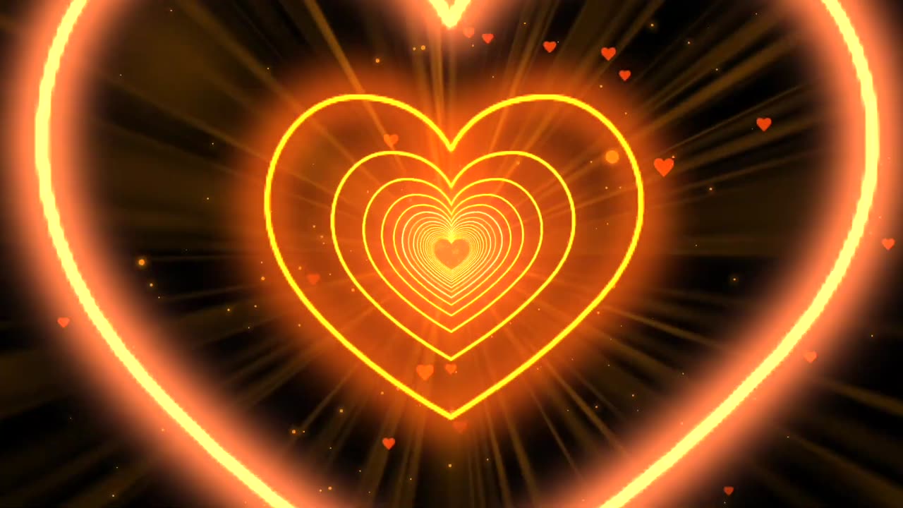 230. Heart Tunnel Background🧡 Neon Heart Heart