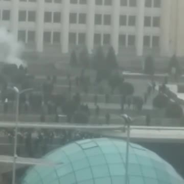 Protesters try to break into the building of the akimat of Almaty, stun grenades are thrown at them