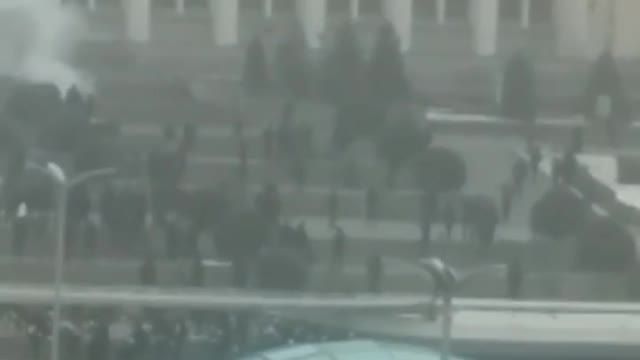 Protesters try to break into the building of the akimat of Almaty, stun grenades are thrown at them