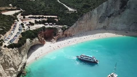 Porto Katsiki Beach Lefkada Greece 4K drone video