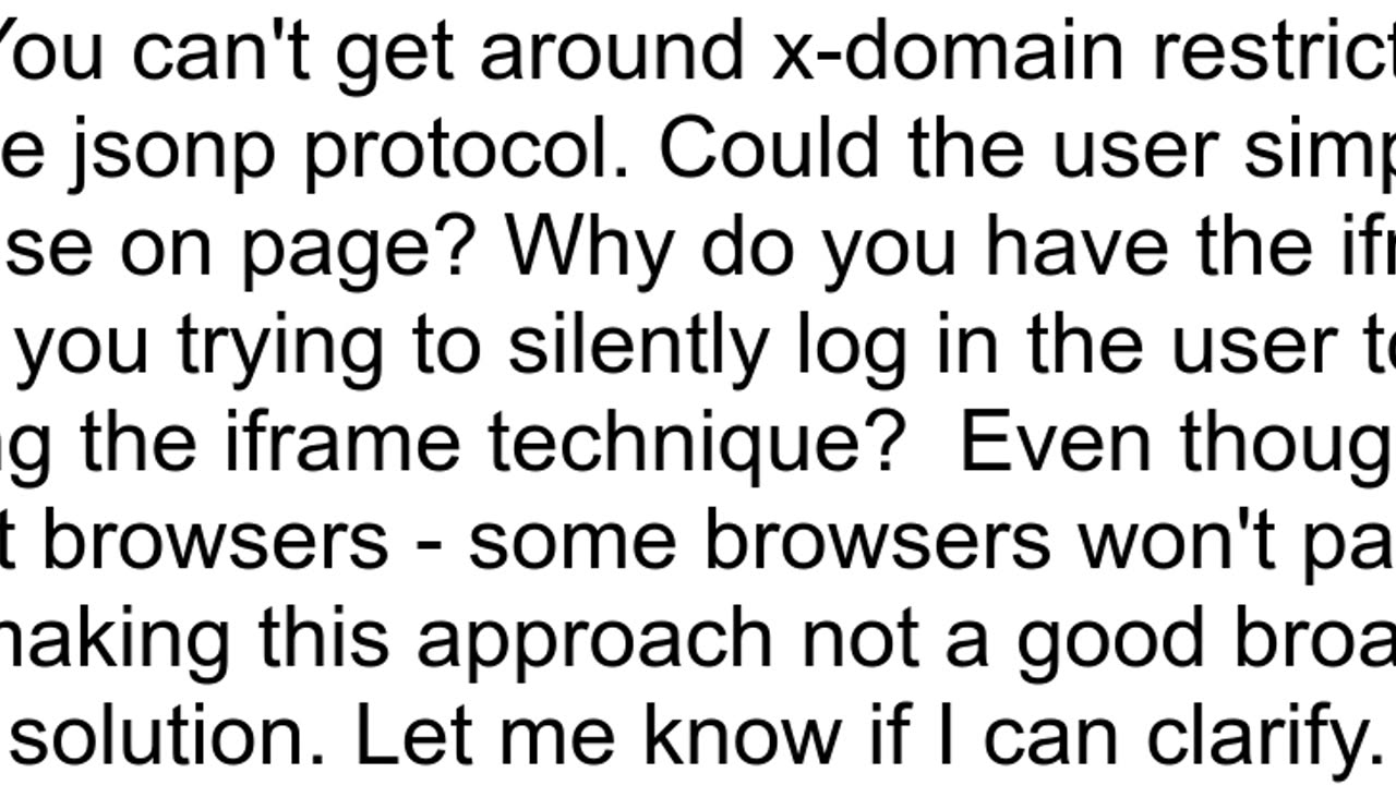 Cross domain with an Iframe pointing to SSO server
