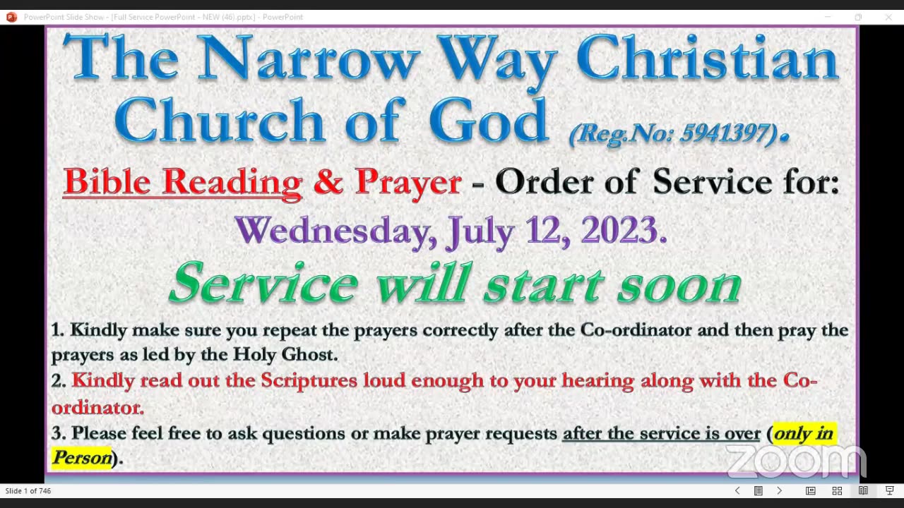 The Narrow Way Christian Church of God of Wednesday Service - 12/07/23