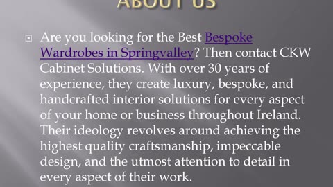 Best Bespoke Wardrobes in Springvalley