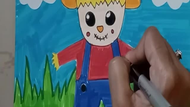 Easy Scarecrow Drawing For Kids | Easy Scarecrow Drawing | Easy How to Draw A Scarecrow Tutorial