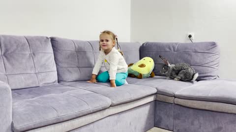 Adorable Baby Girl Convinces Giant Rabbit to Play With Her! (Cutest EVER!!)