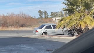 Driver Leaves Gas Station on 3 Wheels