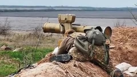 Ukrainian Fires Wire-Guided Missile at Russians