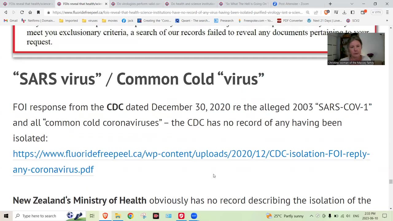 Christine Massey, Virology on trial, on the Northern Light Convention