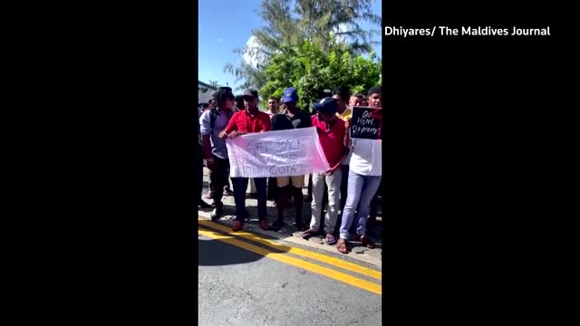 Sri Lankans in Maldives protest over president