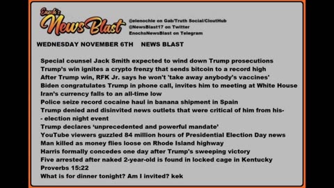 Wednesday November 6, 2024 News Blast