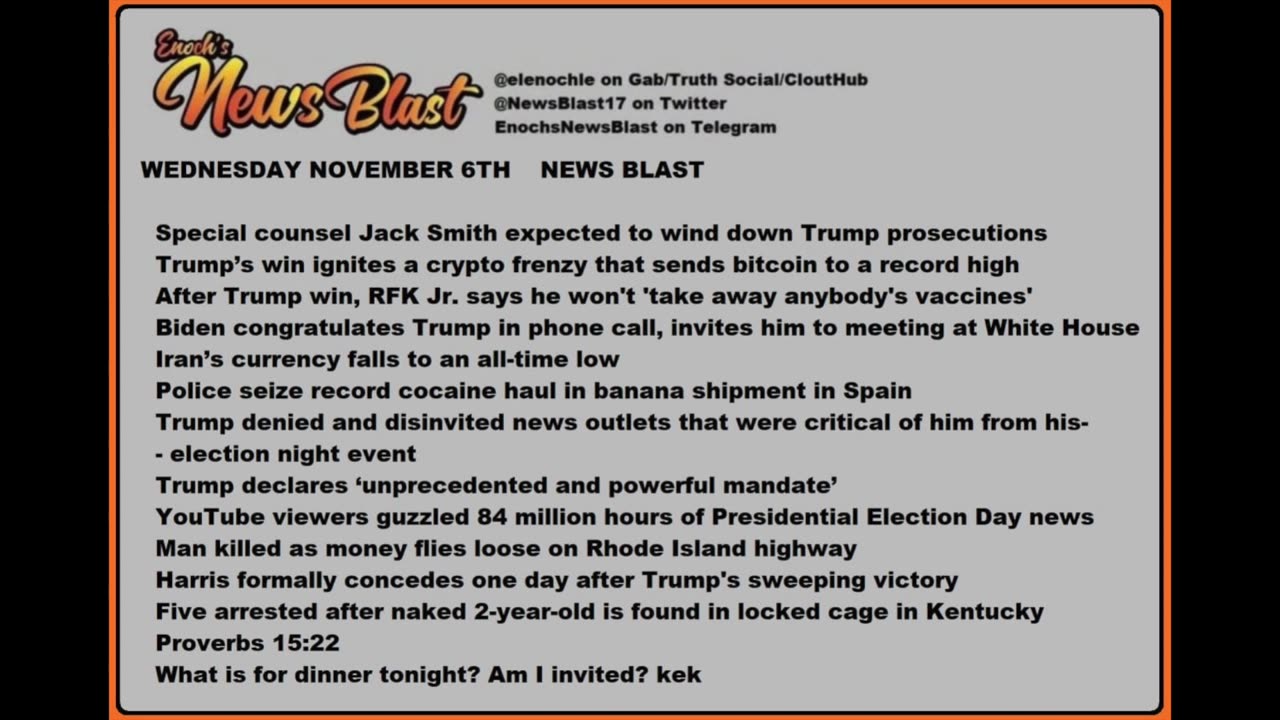 Wednesday November 6, 2024 News Blast