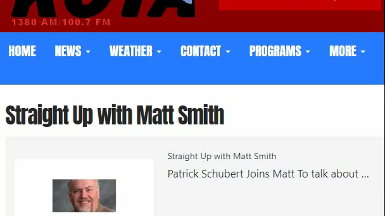 My appearance on Straight Up with Matt Smith KOTA Radio Rapid City, SD