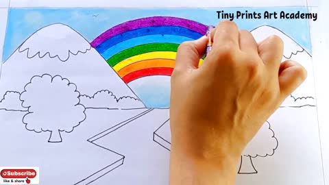 Draw Easy Rainbow Scenery/Drawing Easy Scenery with Rainbow