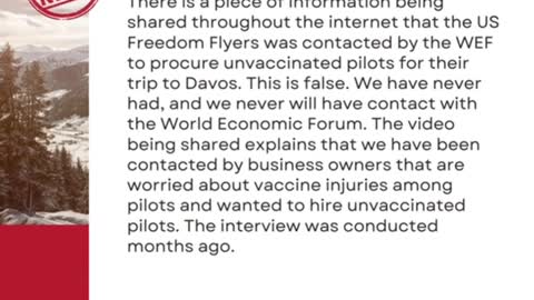 Josh Yoder: not the WEF or Davos but rather wealthy businessmen had reached out to them in search of unvaccinated pilots