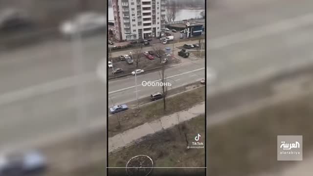 A confrontation between a Russian tank and a Ukrainian armored vehicle near Kyiv