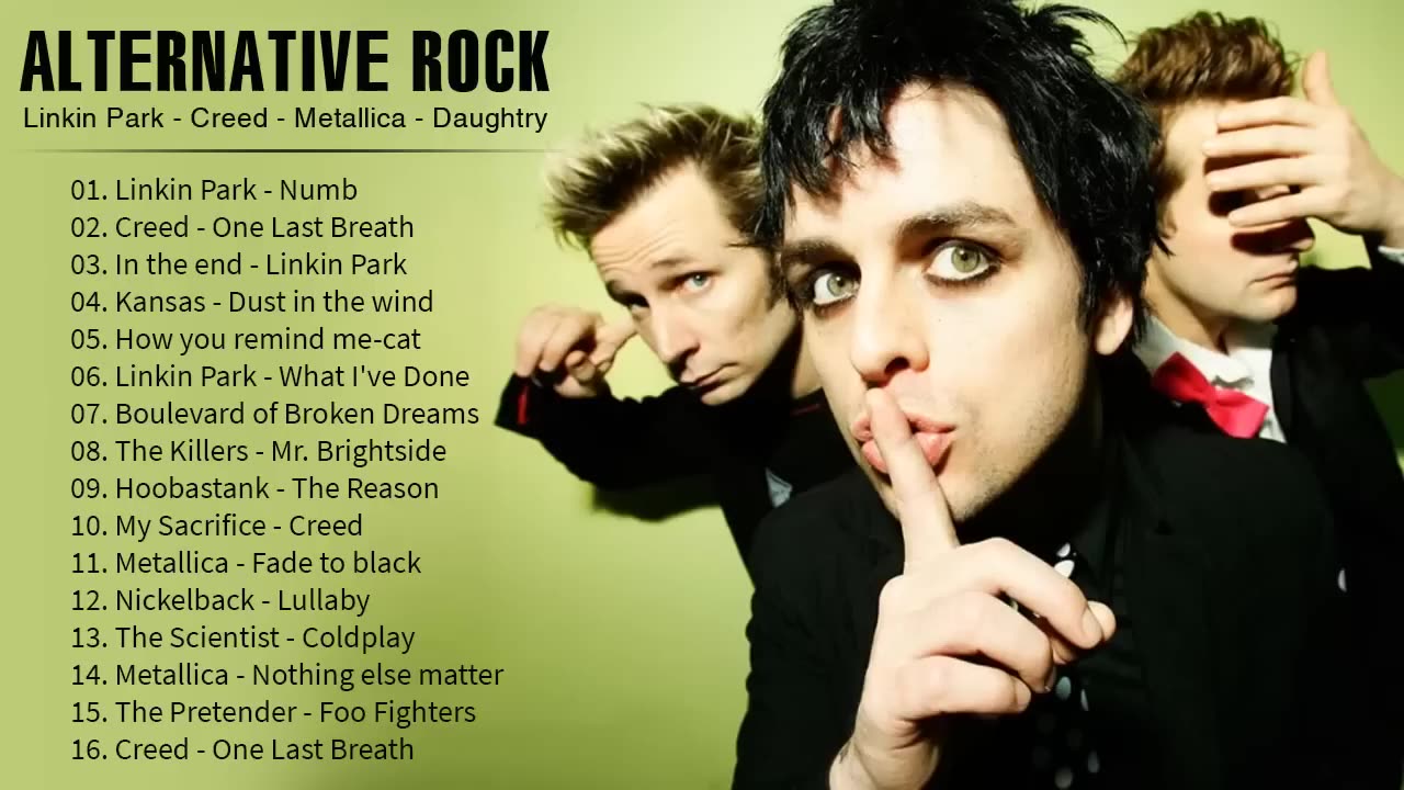 Green Day, Metallica, Linkin Park, Creed, Daughtry, RHCP - Alternative Rock Complicaton