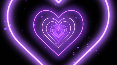 1175. Neon Lights Love Heart Tunnel Background💜Purple Heart