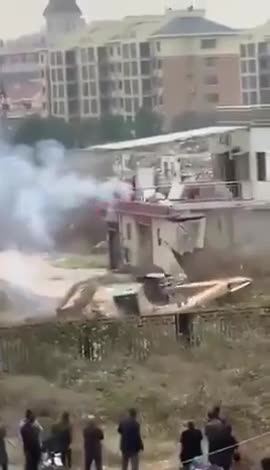 David VS Goliath Man Defends Home from Excavator with FireWorks