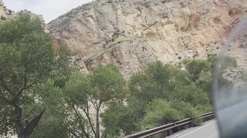 Bighorn National Forest on Route US-14 through canyon traveling east