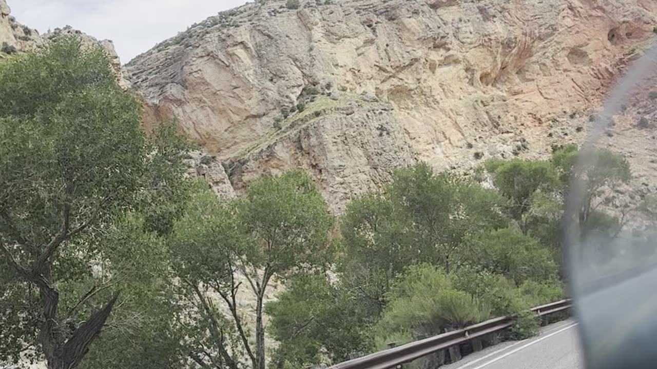 Bighorn National Forest on Route US-14 through canyon traveling east
