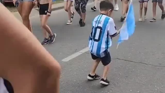 Kid dancing Messi Argentina Wins