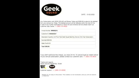 Two Outgoing Calls To Alleged Geek Squad: 888-416-8608, 12/2/22