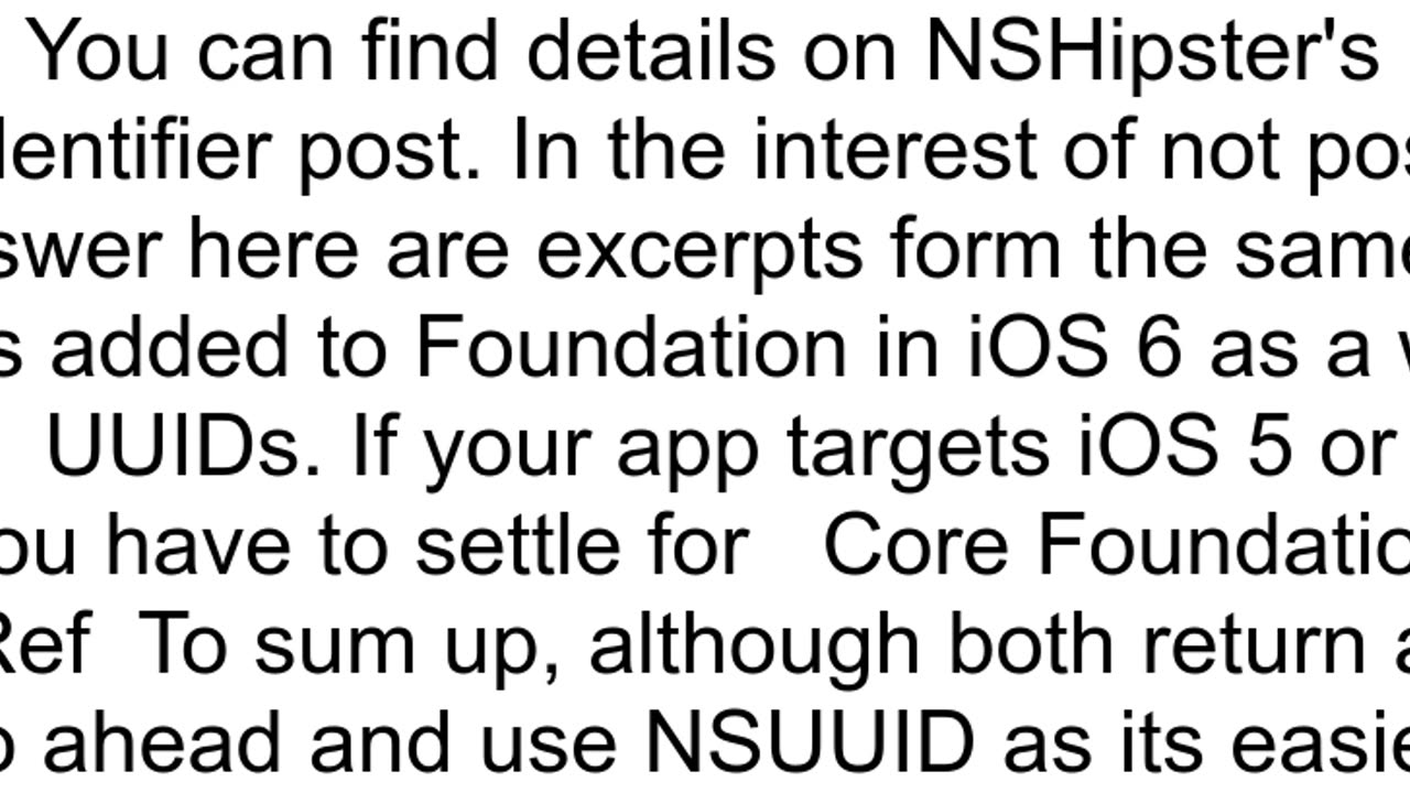 Whats this difference between NSUUID new UUIDString amp CFUUIDRef