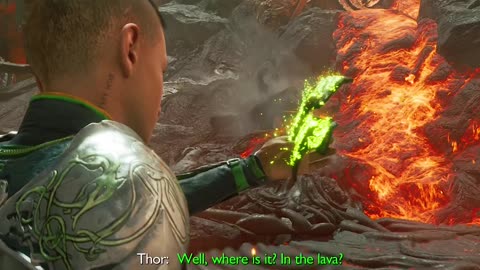 Atreus puts hand in lava God of War Ragnarök