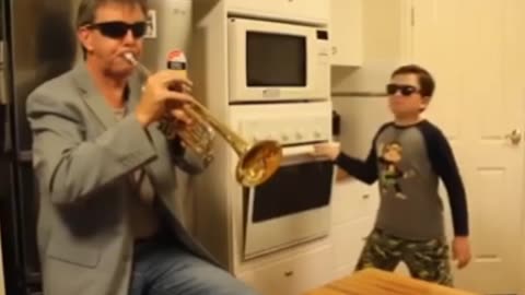 When mama isn't home - Oven kid - Father and son playing music in kitchen