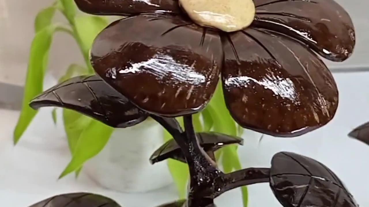 Flower making using coconut shell