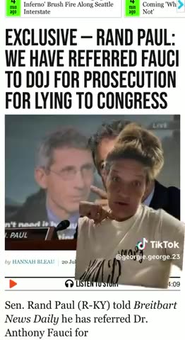 Rand Paul Refers Fauci to the DOJ on July 20th. Today Rand Pauls Office is Up In Flames.