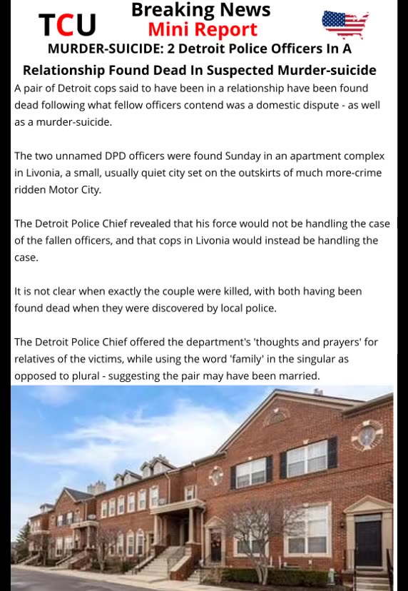 MURDER-SUICIDE: 2 Detroit Police Officers In A Relationship Found Dead In Suspected Murder-suicide