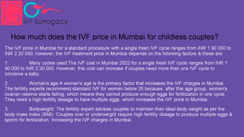 How much is the cost of ivf treatment in Mumbai?