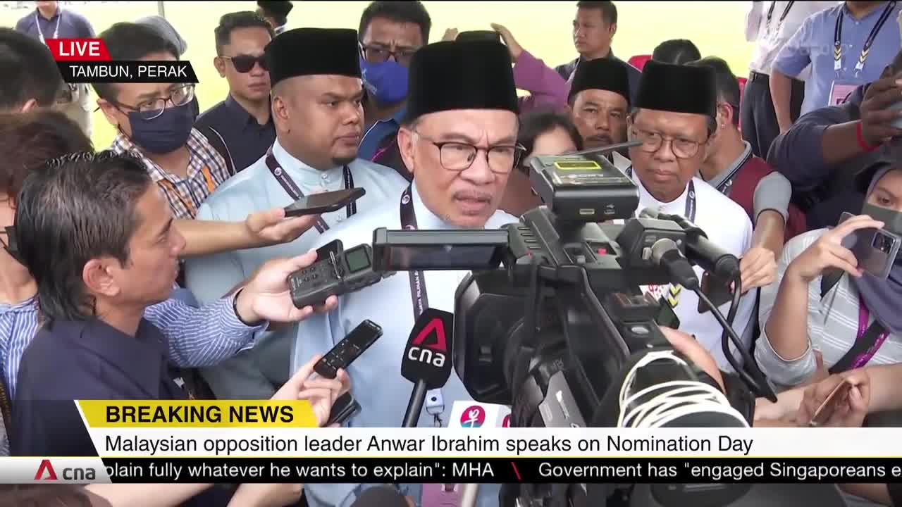 Malaysia GE15: Opposition leader Anwar Ibrahim at nomination centre in Perak