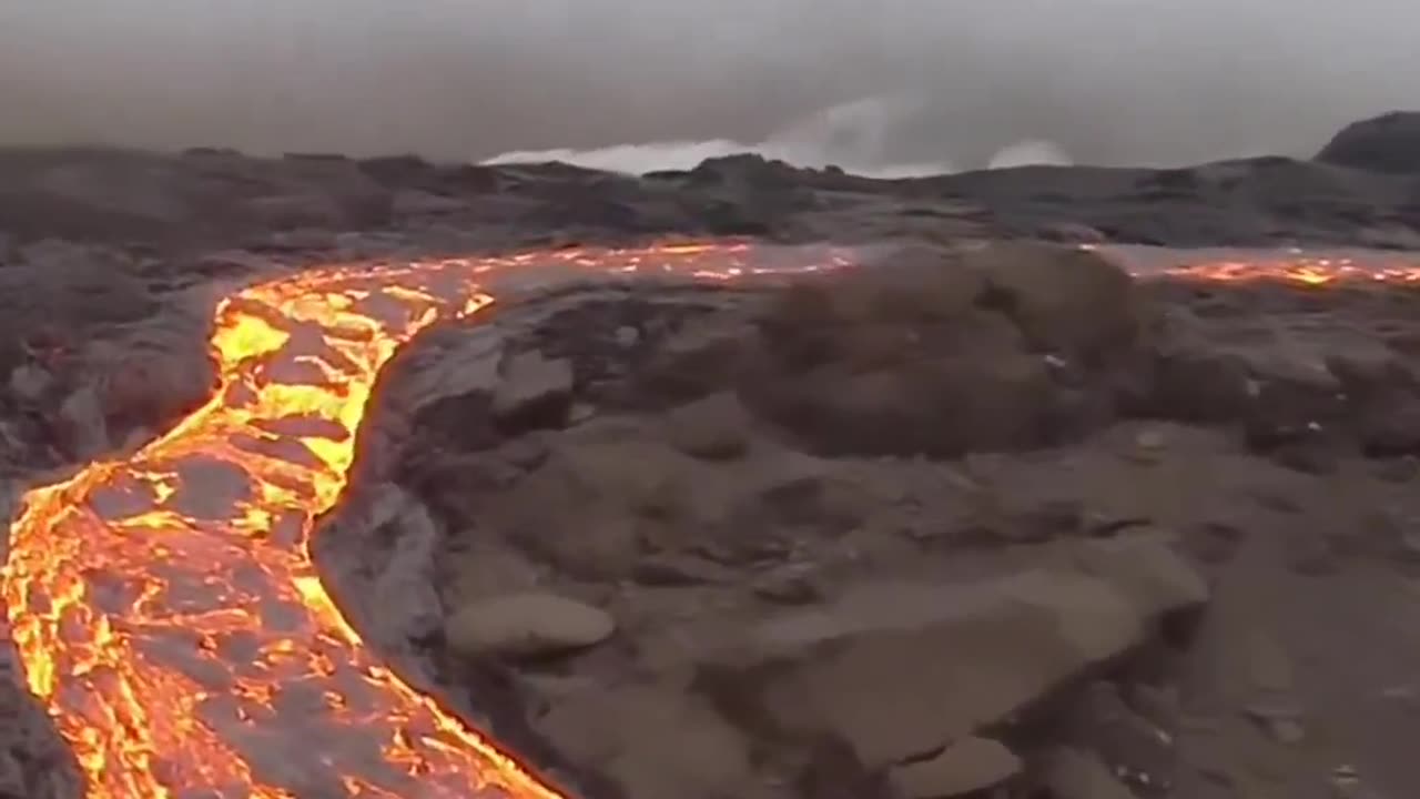 Lava eruption its very dangerous moment to shoot this moment