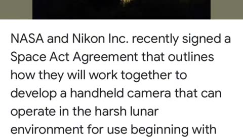 NASA and NIKON camera AGREEMENT?