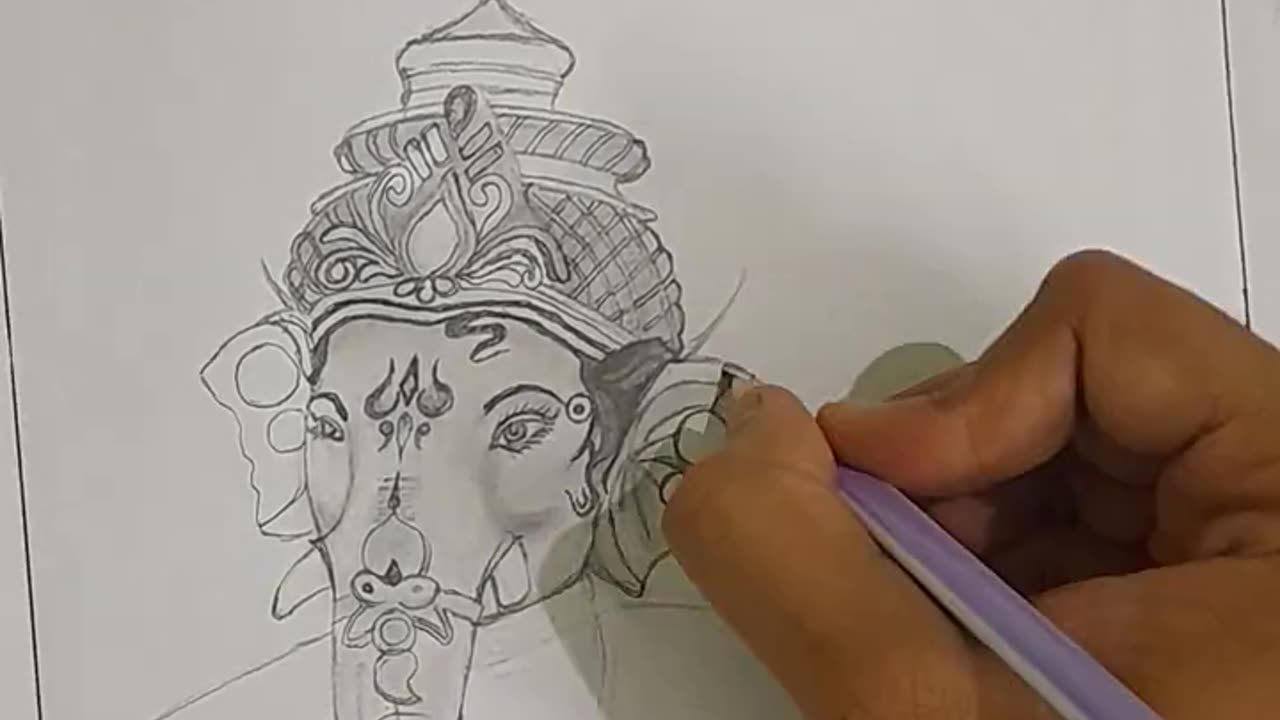 Chintamani Ganpati sketch part - 1