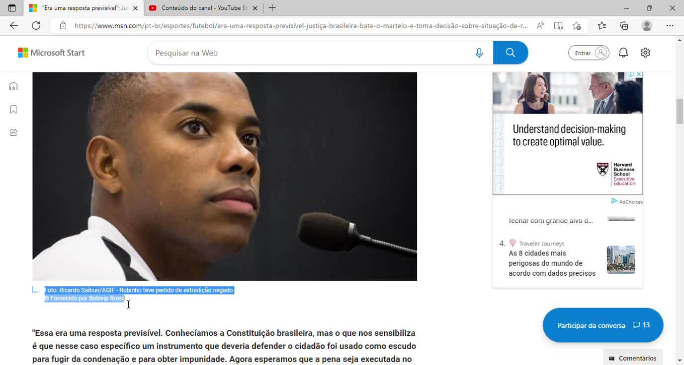 Justiça Brasileira bate o martelo e toma decisão sobre situação de Robinho