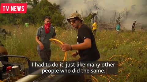 Volunteer firefighters battle fierce wildfires in Greece tv news