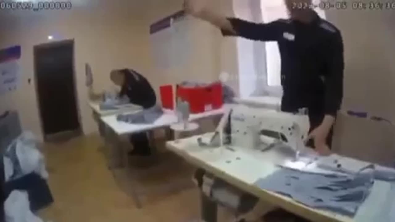 Footage of Alexei Navalny working in the prison