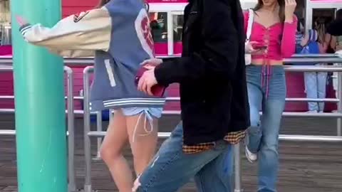 Beauty learns to moonwalk