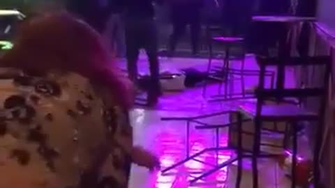 Girl Gets Slammed During Brawl Inside The Club In Mexico