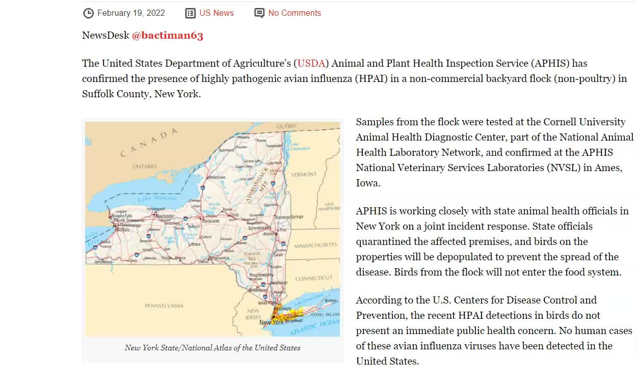 Control the Food: Bird Flu Detected in More US Locations