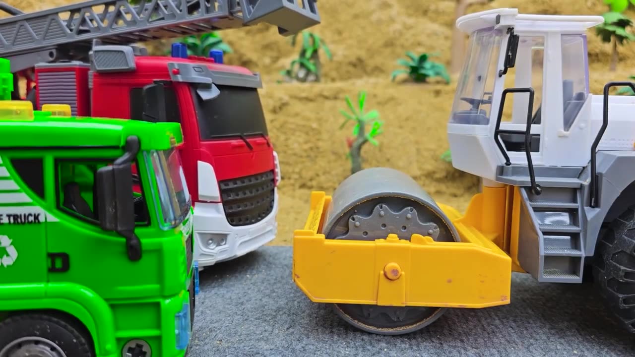 Rescue excavator and tractor _ Funny stories police car