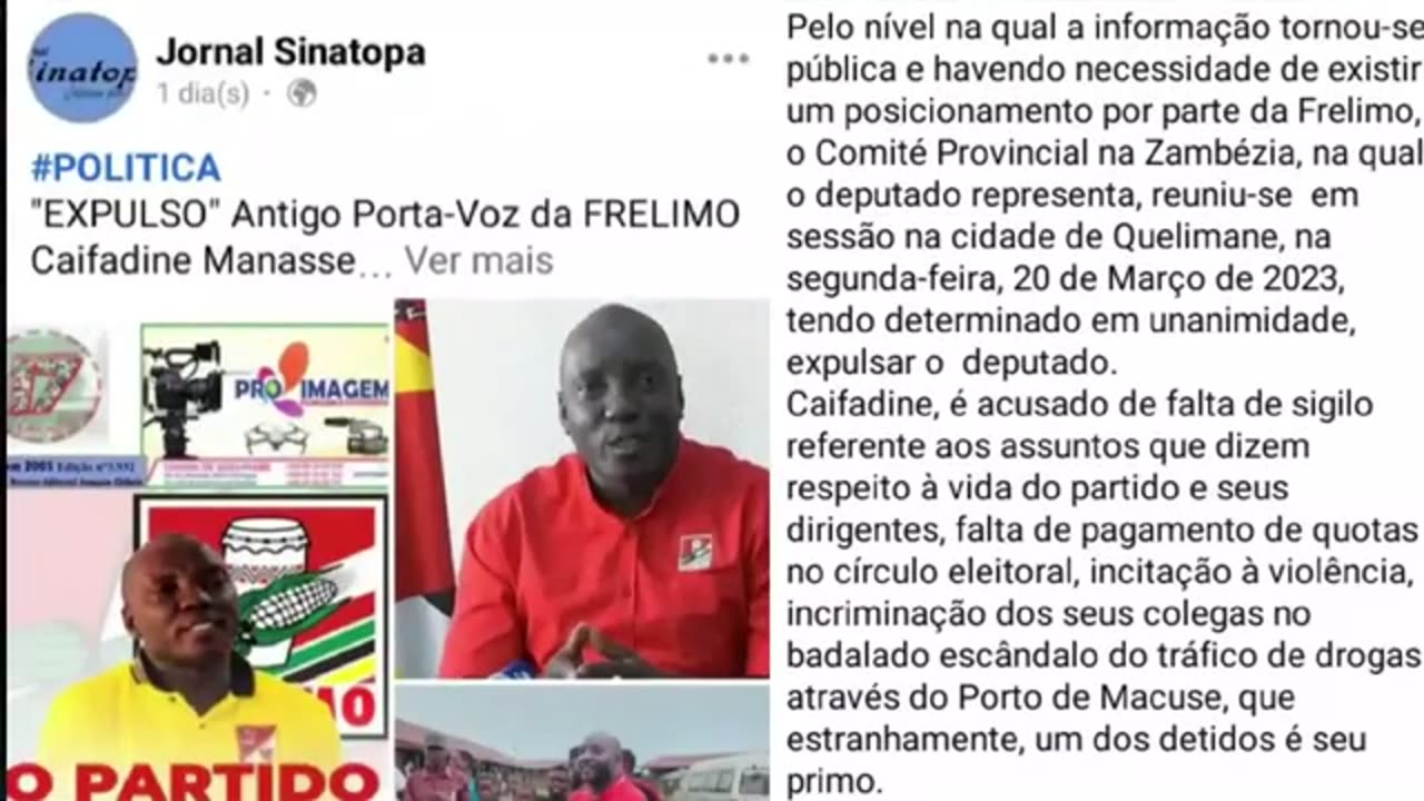 Deputado acusado de tráfico de droga e Moçambique