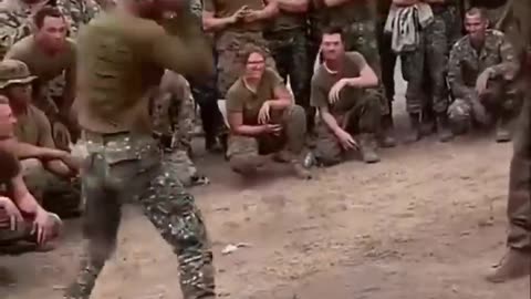 Friendly knife fighting - great skills by military personnel