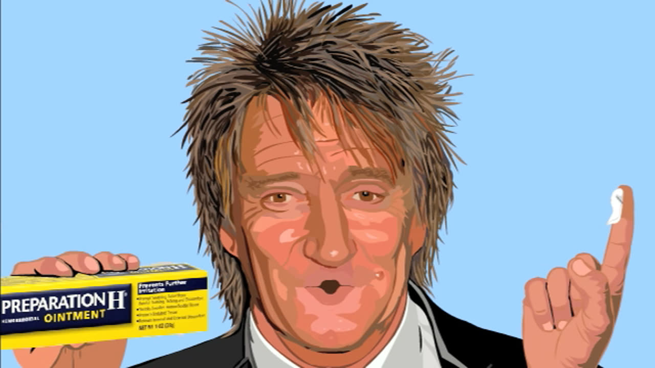 Rod Stewart Preparation H Ad